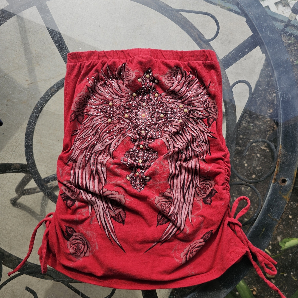 Red Tube Top with Wing Design